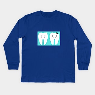 Happy Healthy Tooth/Sad Sweet Tooth Kids Long Sleeve T-Shirt